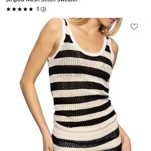 Sanctuary striped Mesh Stitch sweater tank sz XL